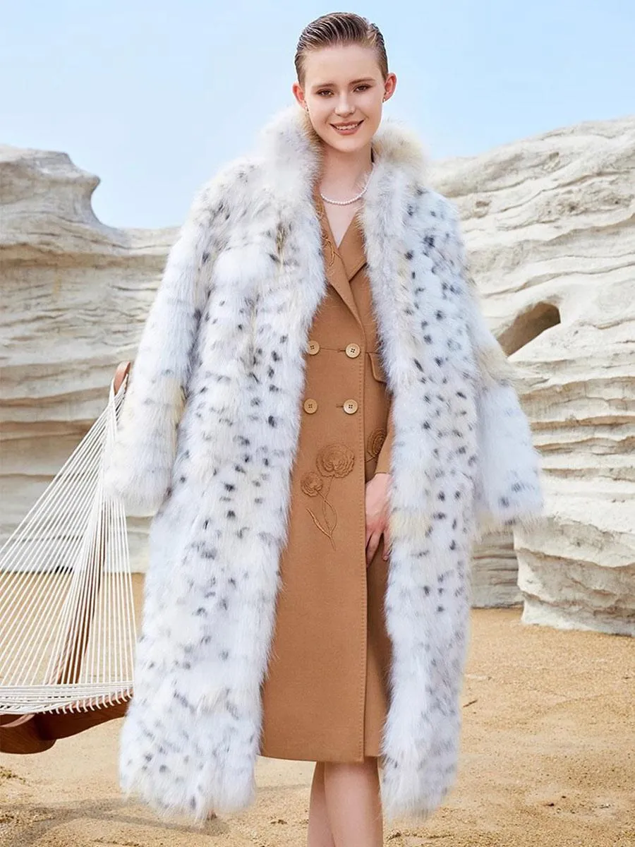 Faux Fur Coats White Animal Print Oversized Women Long Eco-friendly Fur Coat